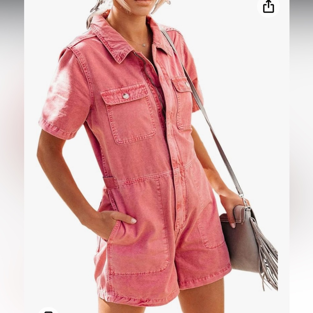 Pink denim Romper